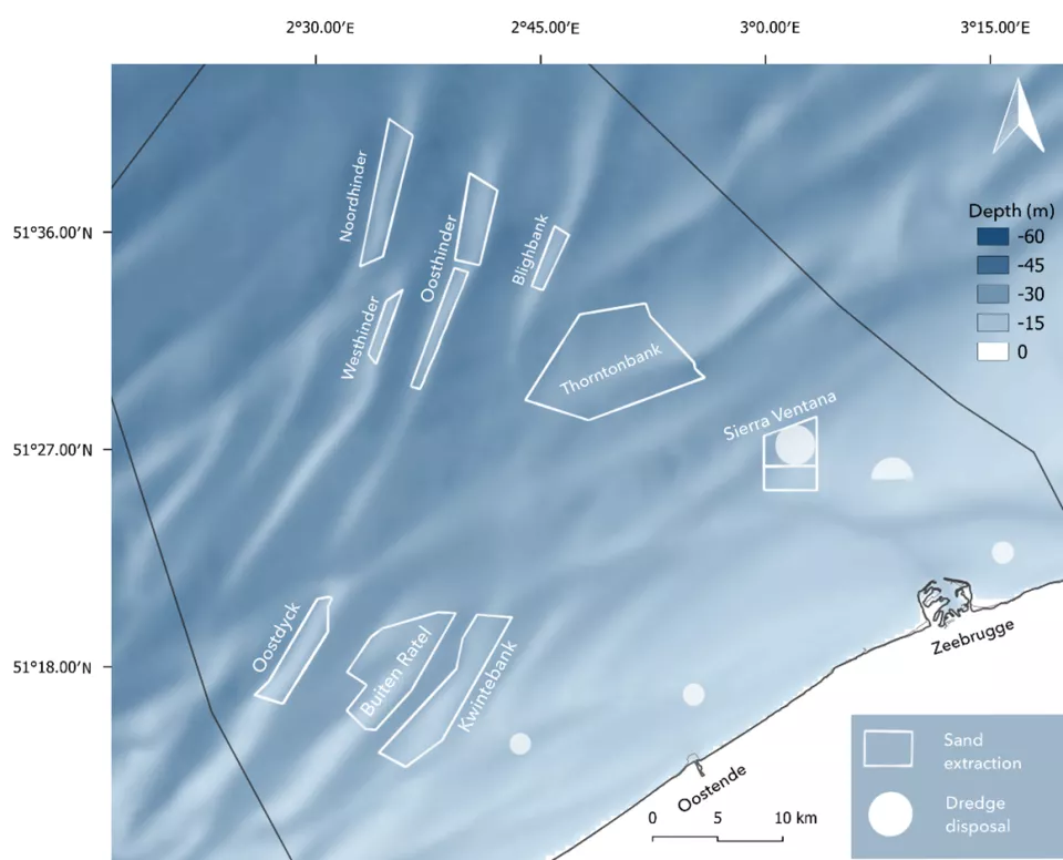 Sand extraction zones in the Belgian part of the North Sea