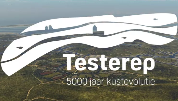 Testerep logo achtergrond van natuur met zee