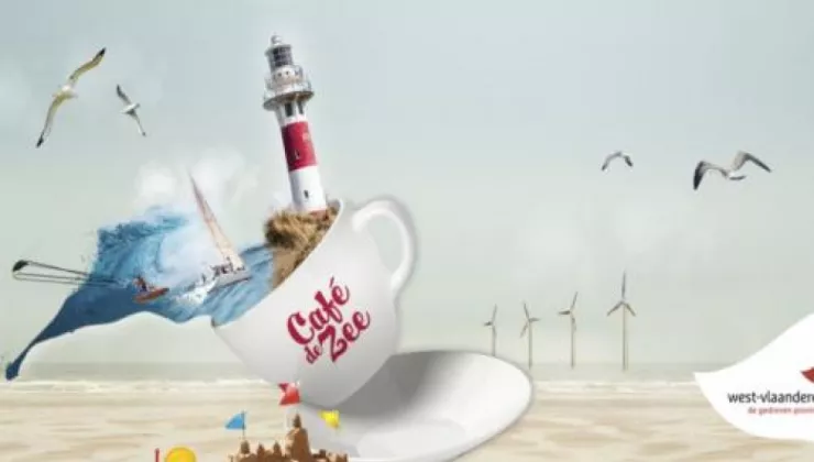 cafe aan zee illustratie 