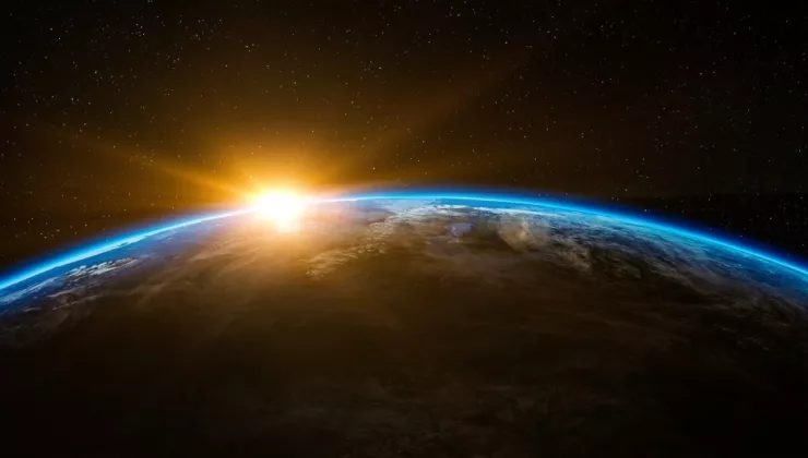 earth with sun space 